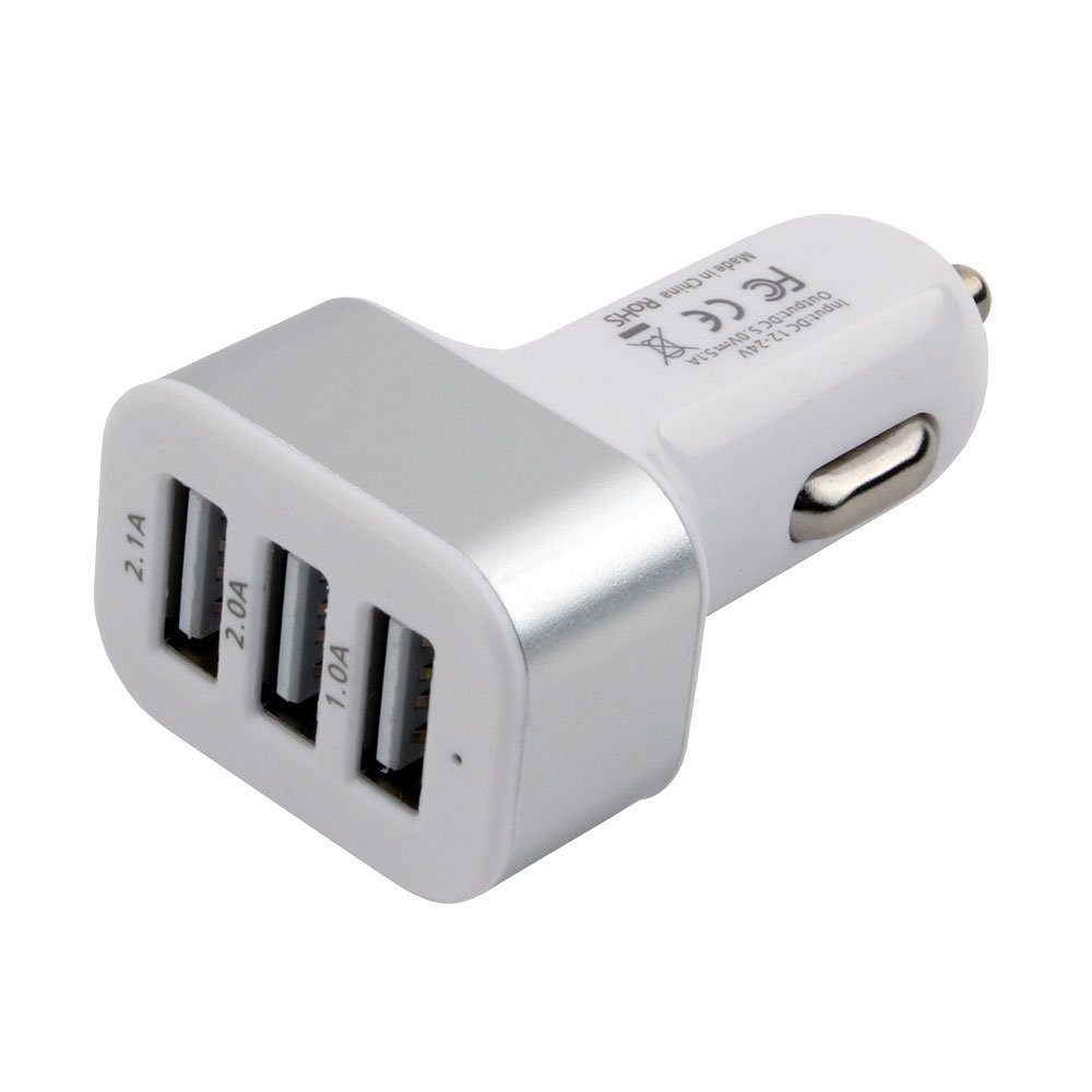 Зарядное устройство aвтомобильное Cablexpert 12V->5V 3-USB, 2.1A/1A, белый  (MP3A-UC-CAR17)